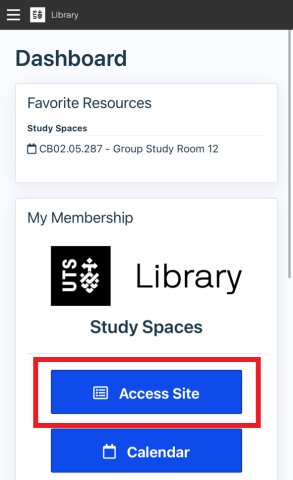 Access the Study Spaces bookings site from your dashboard