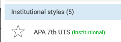 RefWorks - Under Institutional styles select APA 7th UTS