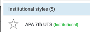 RefWorks - Under Institutional styles select APA 7th UTS