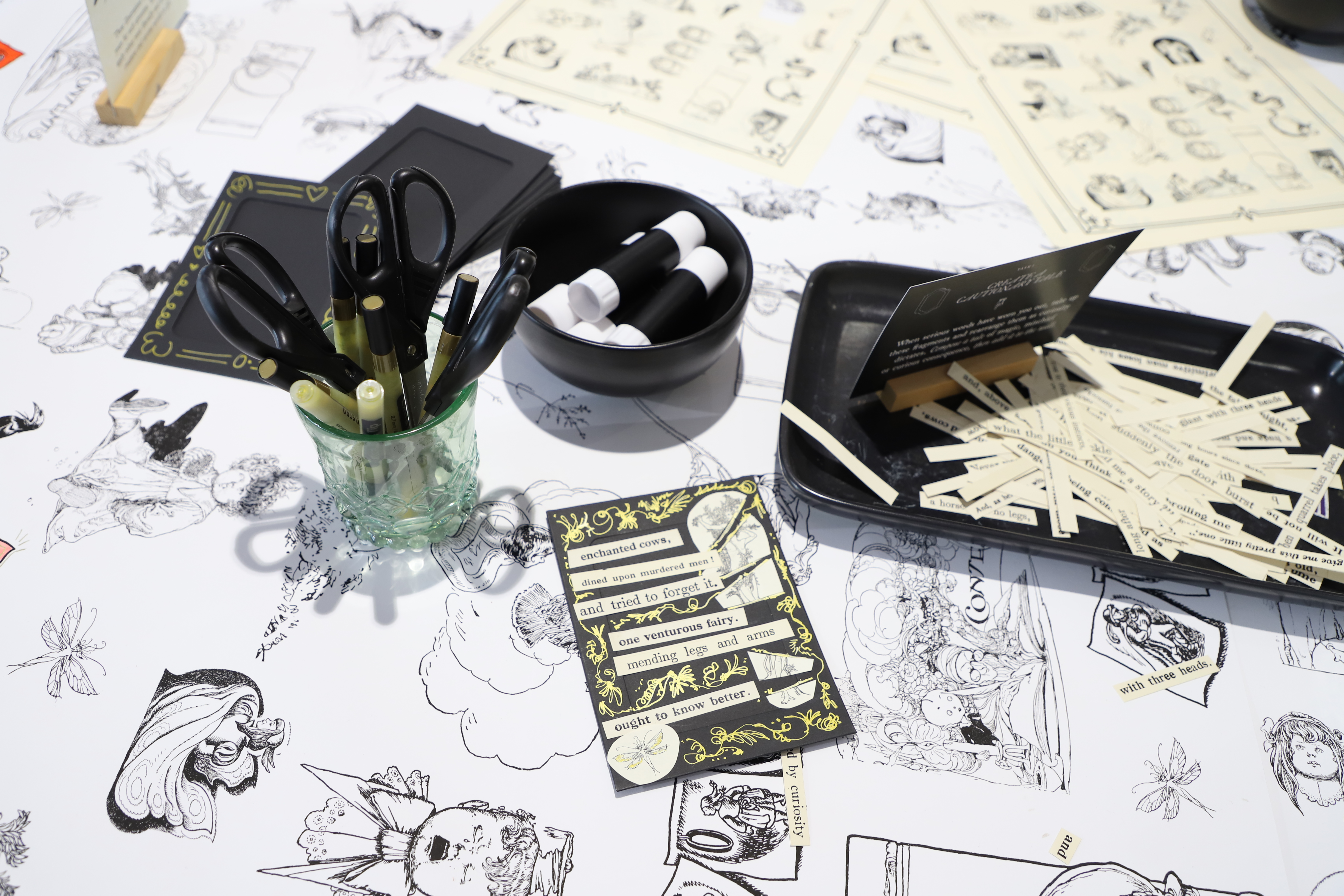 photo of activity table with craft supplies 