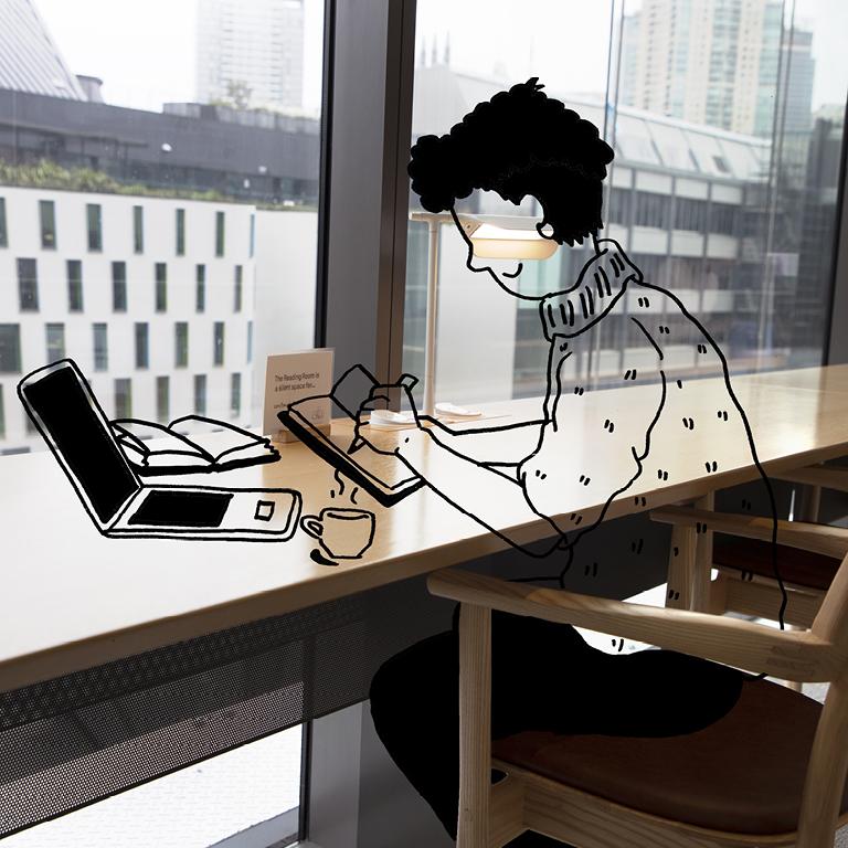 Illustration of student at desk