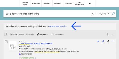 Arrow pointing at expand your search