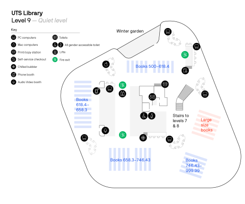 Floorplan of  level 9 of UTS Library