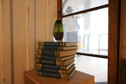 Books in Deborah's studio