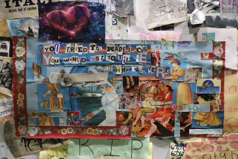 Close up of community wall
