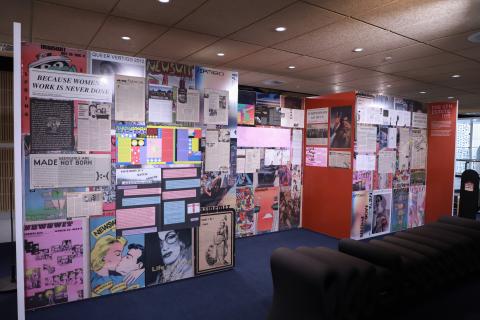 Exhibition wall with archival Vertigo Magazine spreads