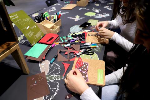 Paper moth-making at the Library