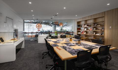 Inside of the Elsie and Minnie Library exhibition